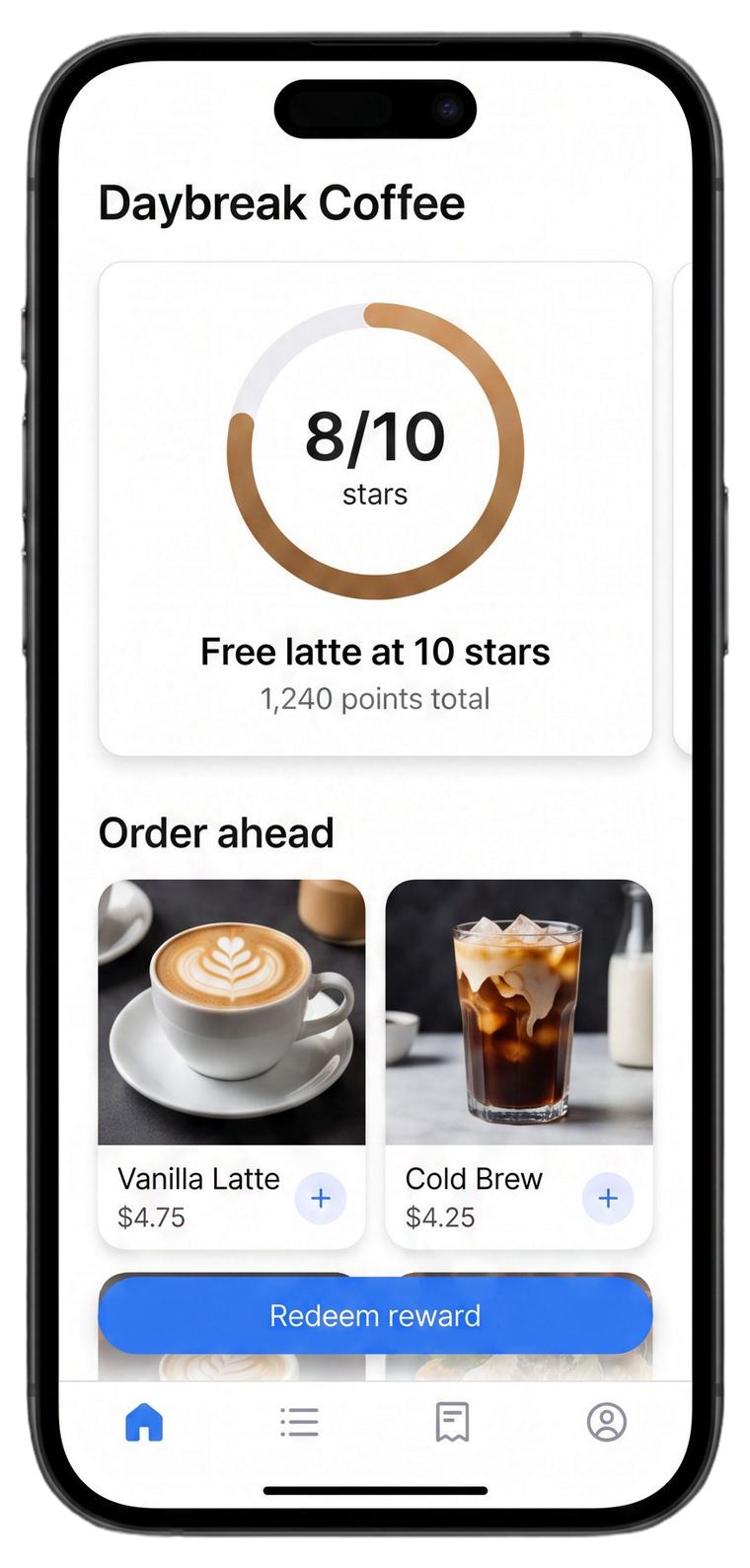 Daybreak Coffee loyalty app