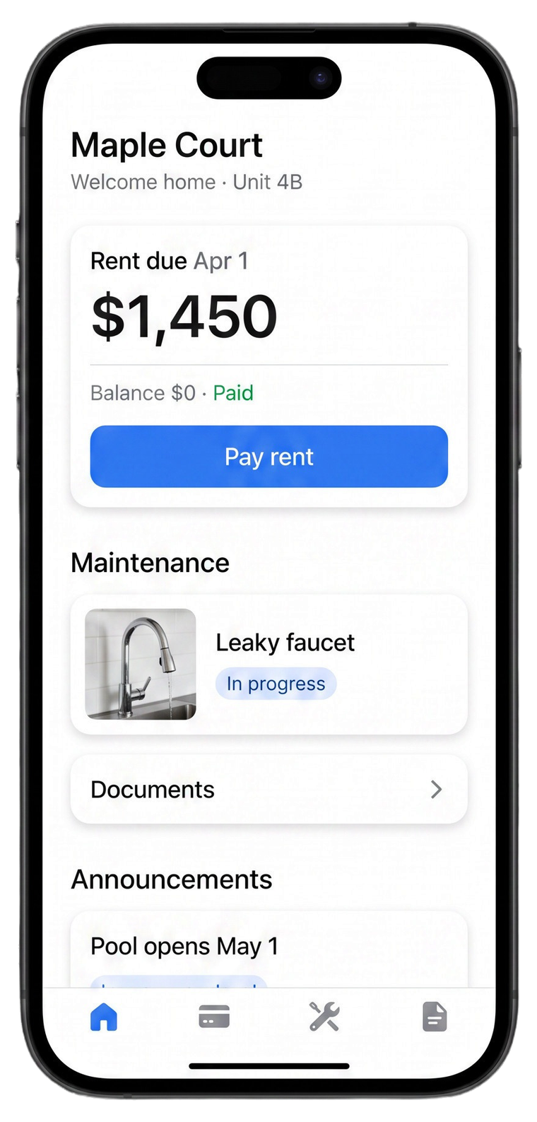 Maple Court tenant portal app