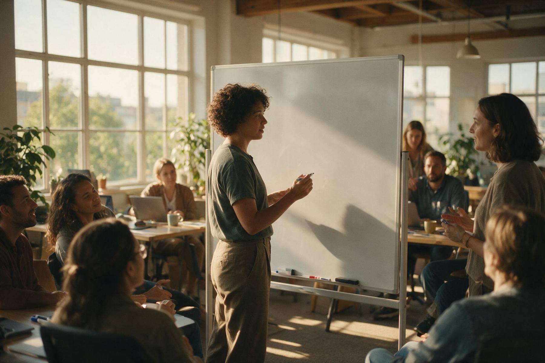 Team workshop at a whiteboard