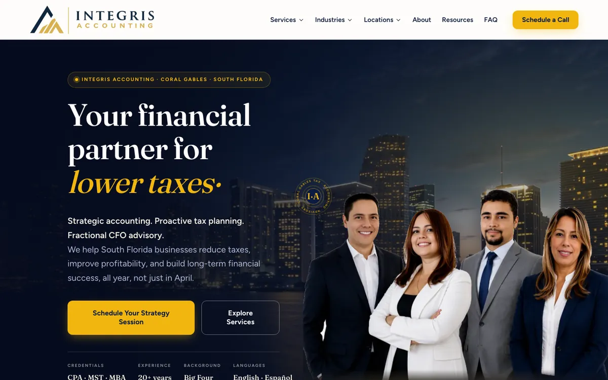 Integris Accounting website, built by INNOVAT3