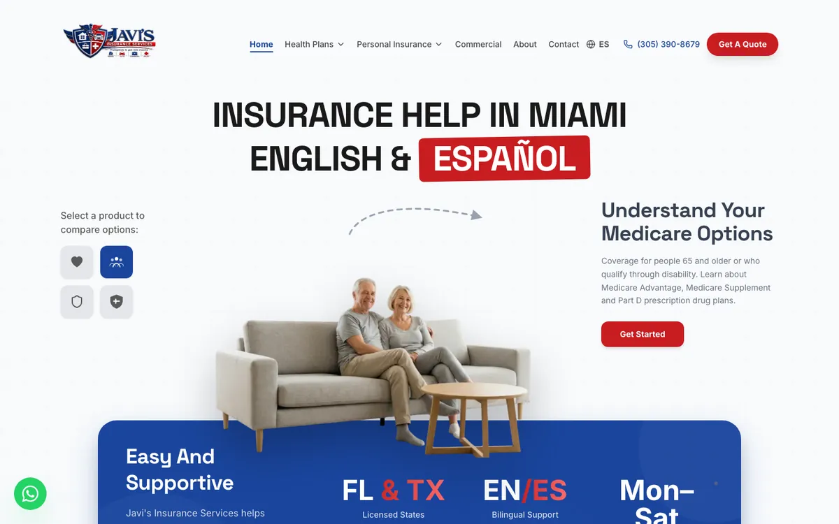 Javi's Insurance Services website, built by INNOVAT3