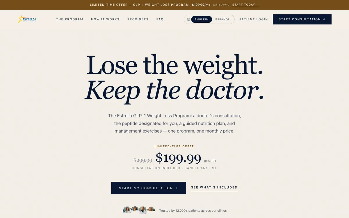Estrella Wellness website, built by INNOVAT3